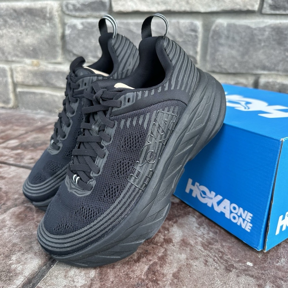 HOKA Women's Size 5 D Bondi 6 Wide Shoes‎ Triple Black 1019272-BBLC - NEW